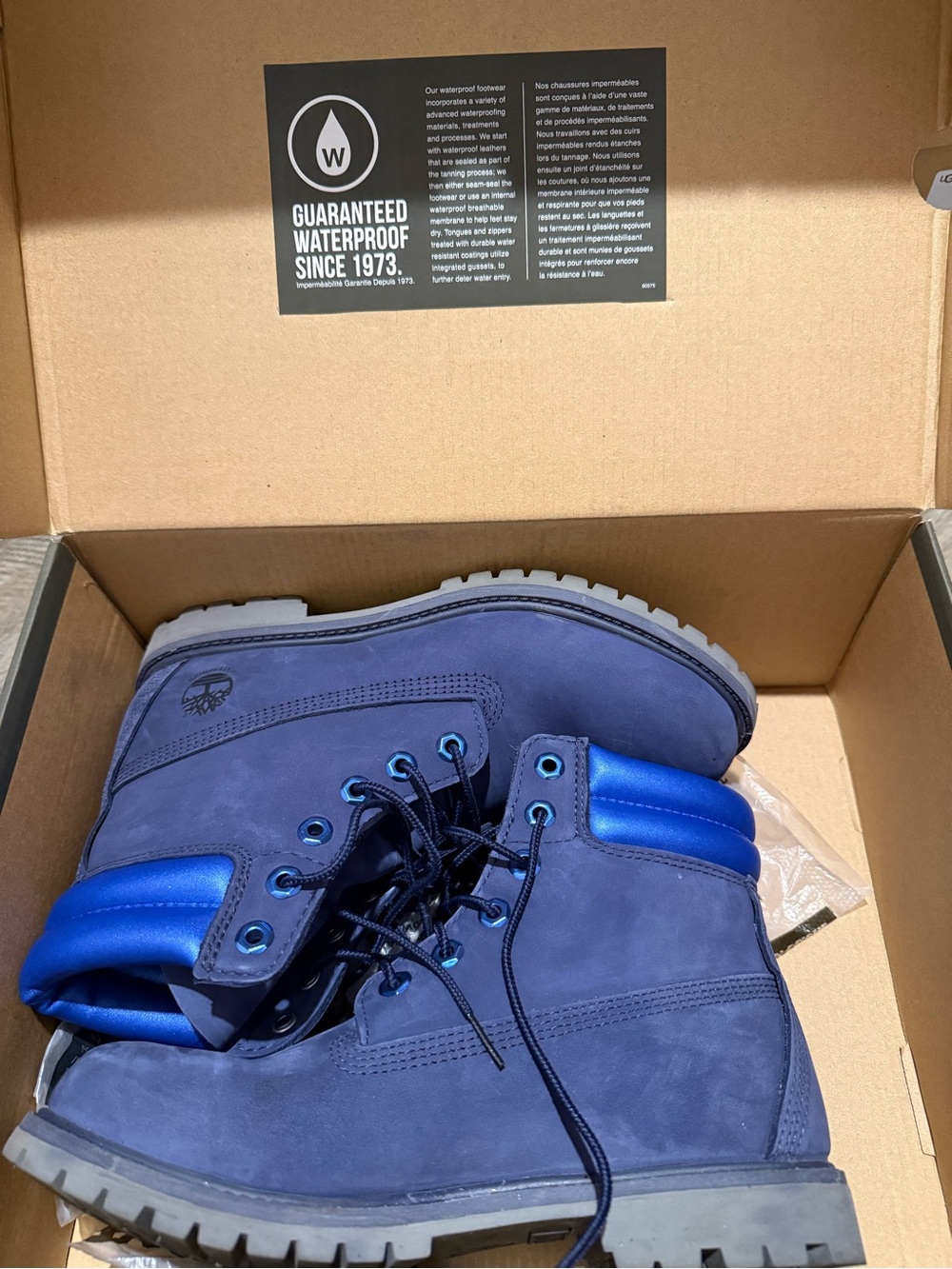 Timberland Men's Navy and Bright Blue Leather Work Boots